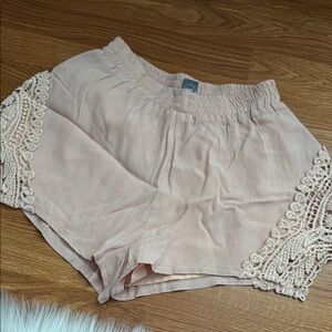 Paper Crane Blush Shorts with Lace Detail